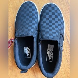 VANS SLIP-ON BLACK CHECKERBOARD YOUTH SZ 4.5 SNEAKERS